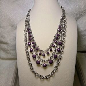 Silver & Purple Multi-strand Necklace